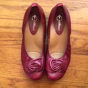 Earthies "RUBIO" Ballet Flats in Bordeaux Red,